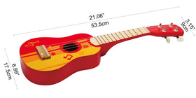 Hape Kid's ukulele red, back view, high-quality Baltic Birch and Maple