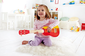 Hape ukulele red, packaging and safe, child-friendly design
