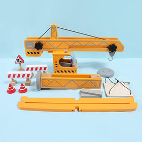 Hape Playscapes Crane Lift Playset blocks and gear for hands-on construction play