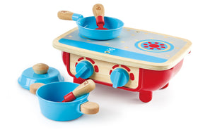 Hape toddler kitchen stove with clickable knobs for realistic pretend play