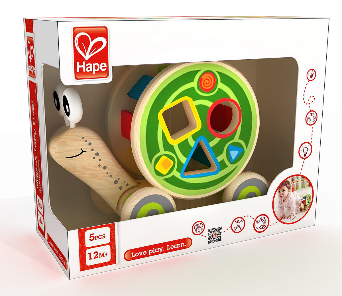 Hape Walk-A-Long Snail award-winning design signals trusted early learning value.