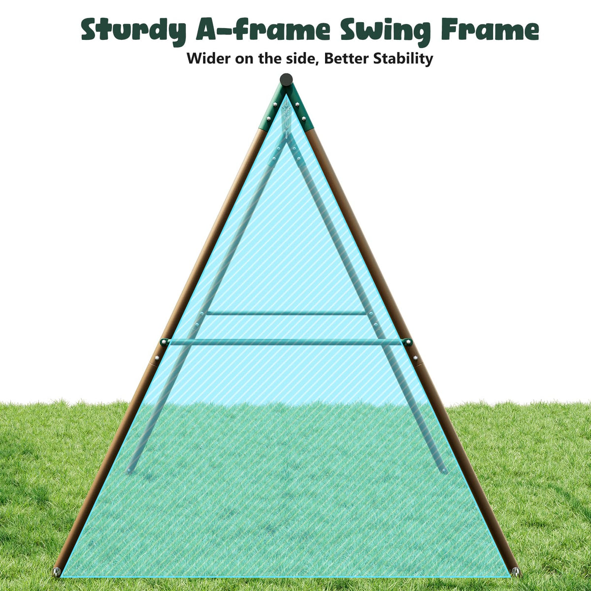 Hapfan swing-set blends natural green and brown colors with your yard.