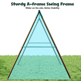 Hapfan swing-set blends natural green and brown colors with your yard.