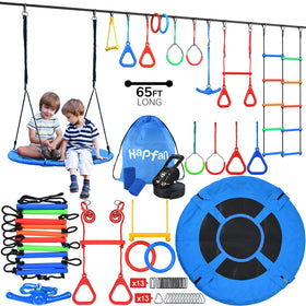 Hapfan saucer swing with 360-degree ninja twister for dynamic fun