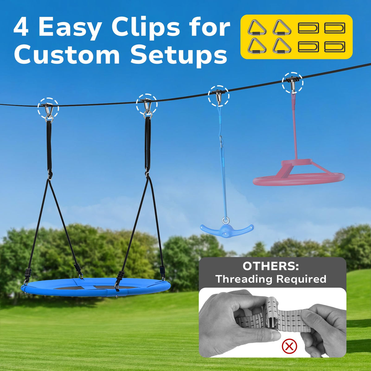 Hapfan slackline between trees setup showing easy installation outdoors.