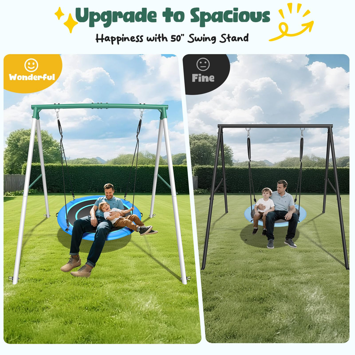 Hapfan textilene seat and trampoline mat resist fading for outdoor use.
