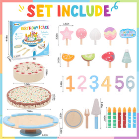 HAPGFS wooden birthday cake toy set slices for realistic cake division