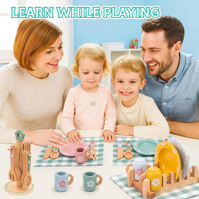 HAPGFS complete kitchen accessories set arranged for kids’ pretend dining