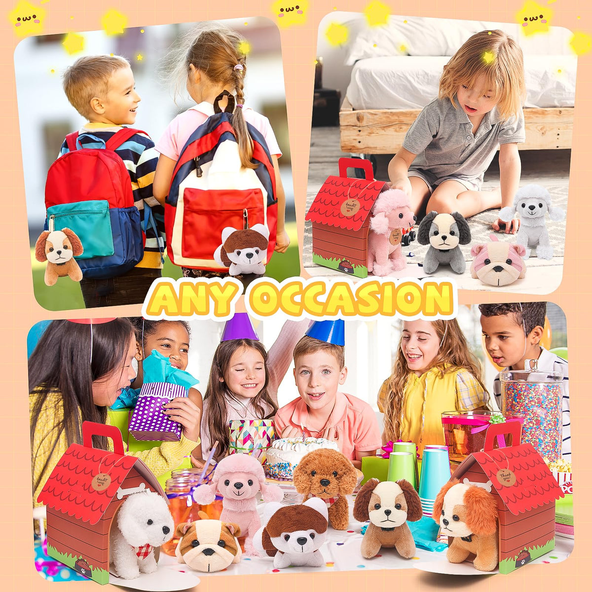 HAPGFS decor-friendly plush dog for shelves and desks.