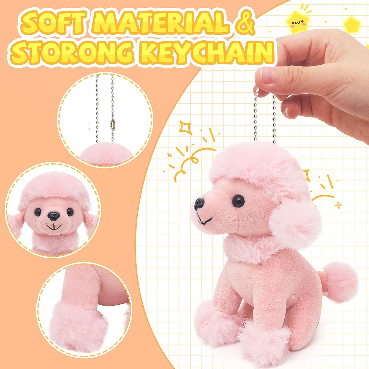 HAPGFS mini plush dog with hang tag for personalization and gifting.