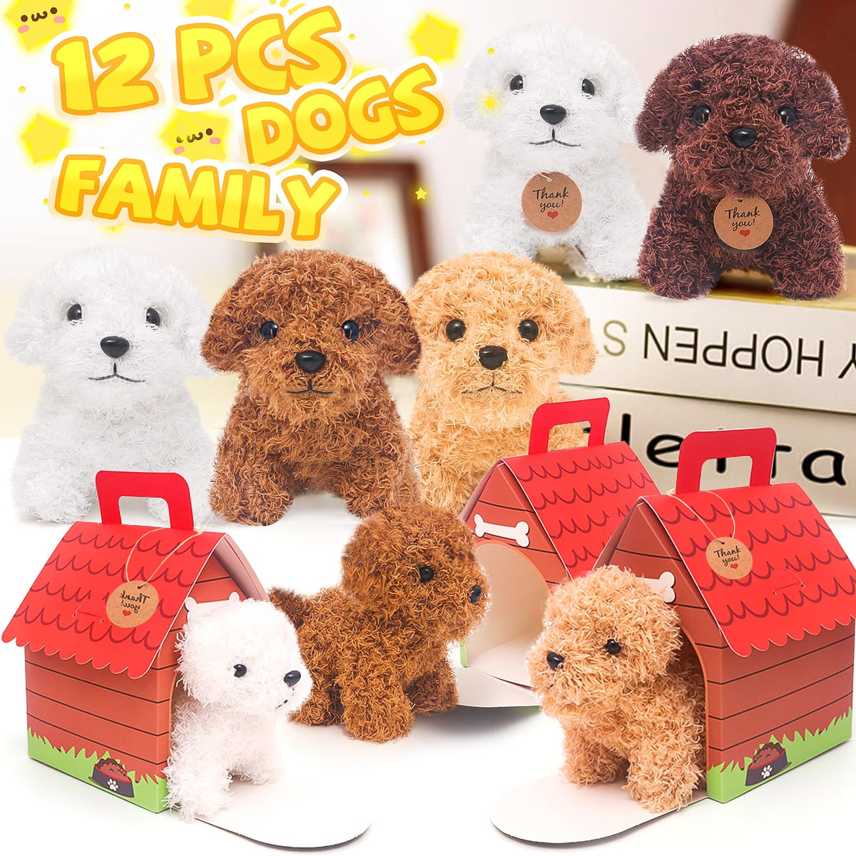 HAPGFS mini plush puppy keychain in beige for accessories