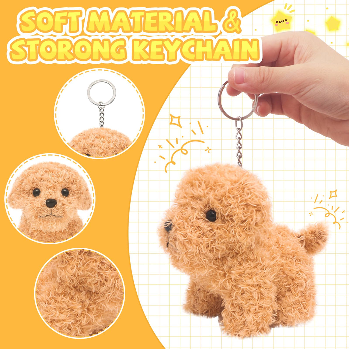 HAPGFS mini plush puppy keychain in dark brown for gifts