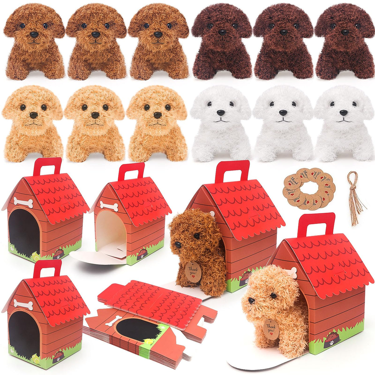 HAPGFS mini plush puppy keychain in white for backpack attachment and daily joy