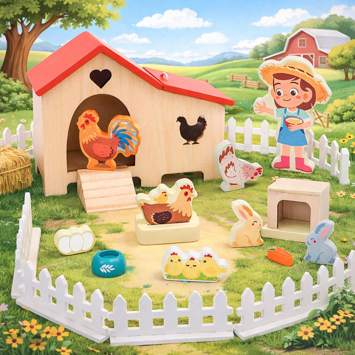 HAPGFS open-roof coop and fence pieces support versatile layouts
