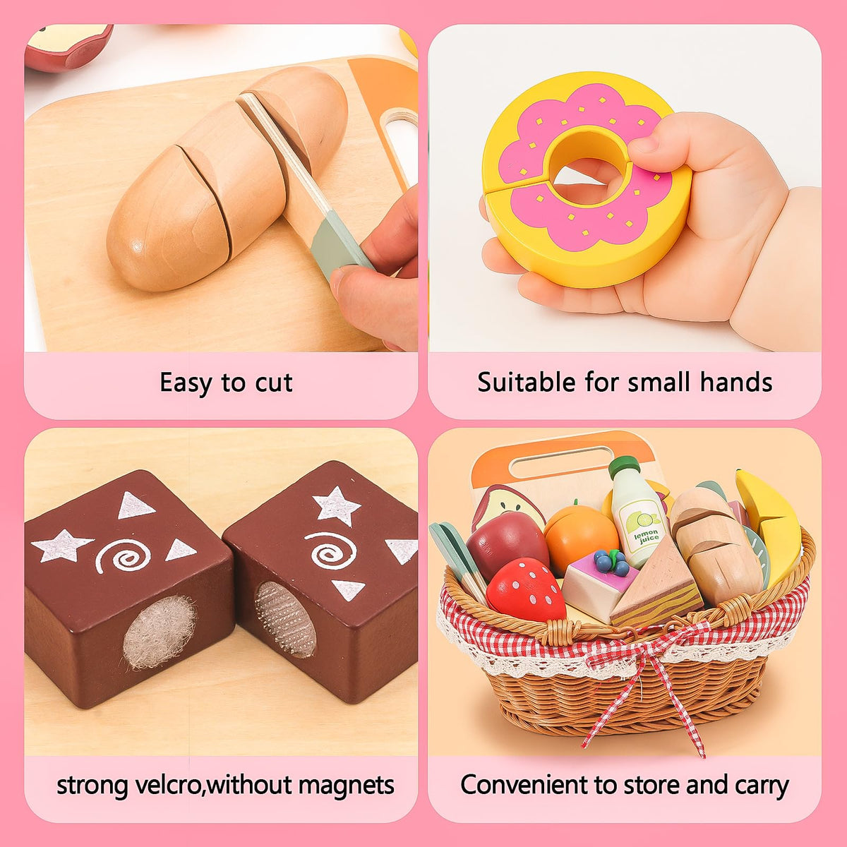 HAPGFS realistic wooden play food collection for creative storytelling