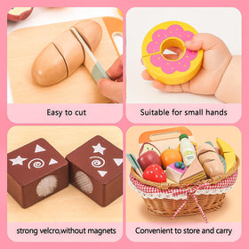 HAPGFS realistic wooden play food collection for creative storytelling