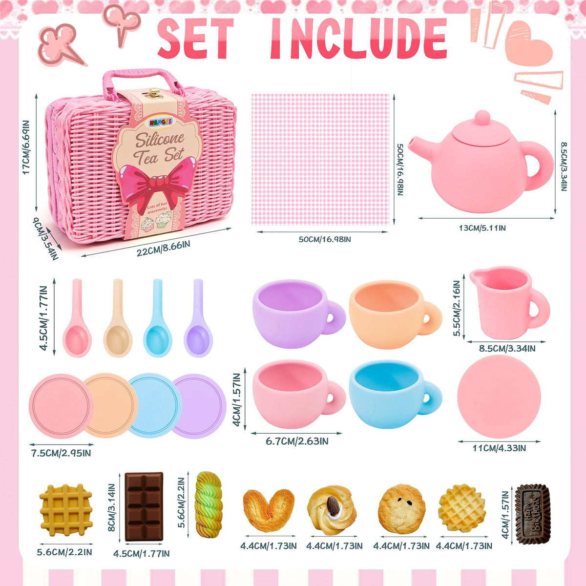 HAPGFS silicone tea set cookies enhances sensory pretend snacks.