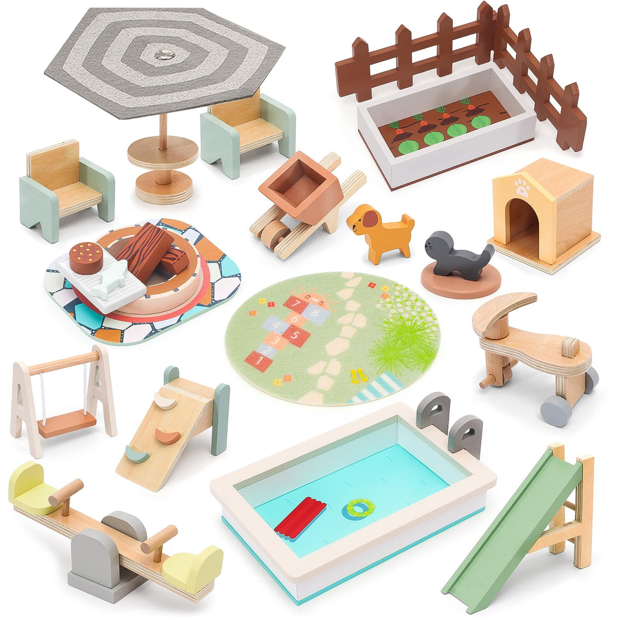 HAPGFS wooden outdoor slide for kids promotes active, imaginative play.