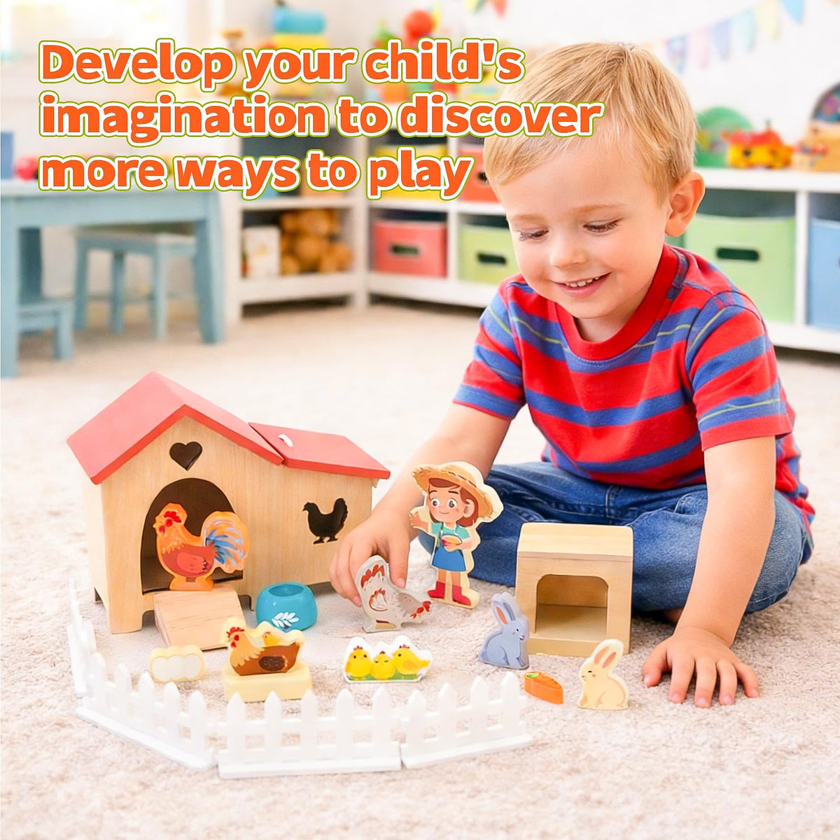 HAPGFS wooden farmer figure adds role-play to playtime