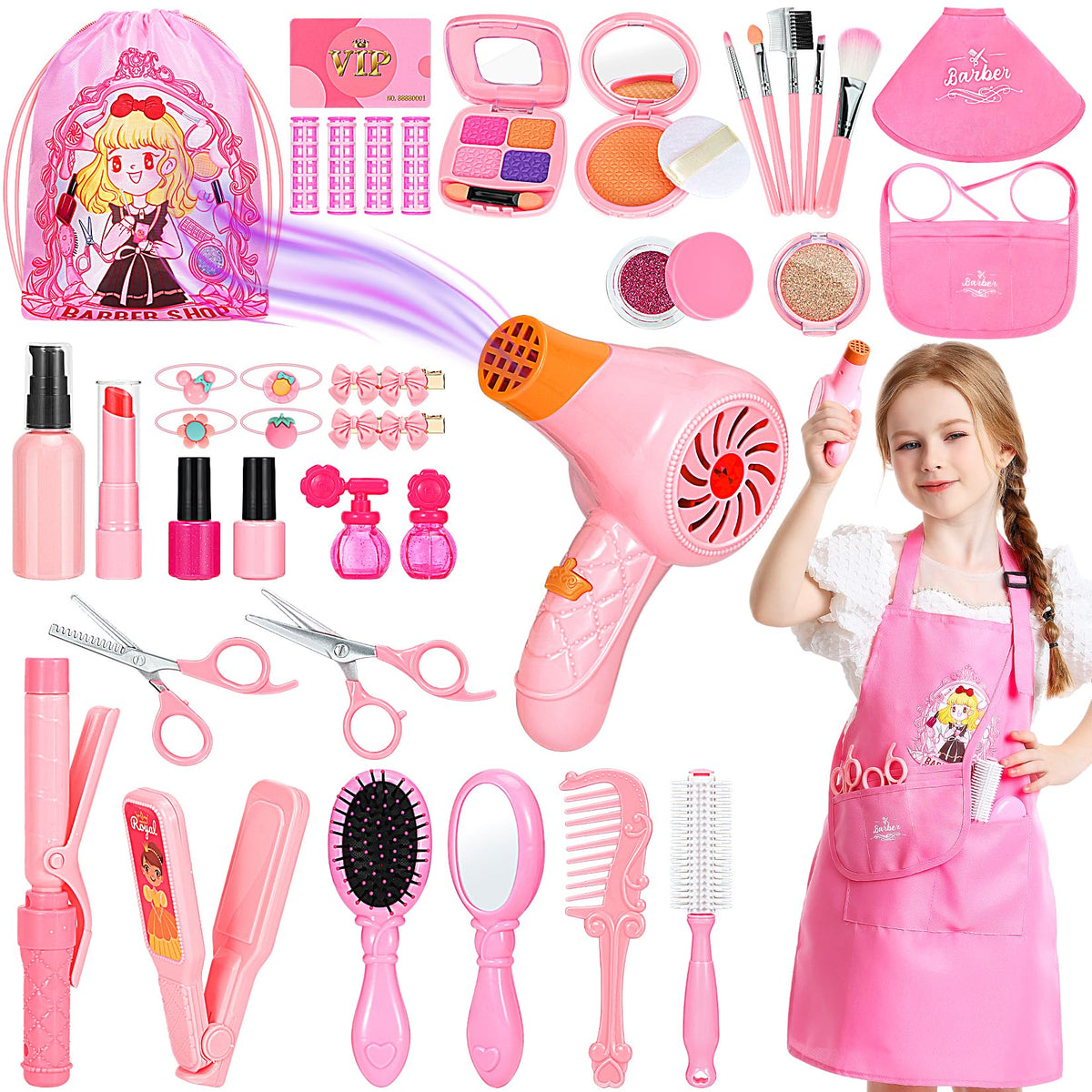 Hapgo hair salon toy set with storage bag for organized pretend play