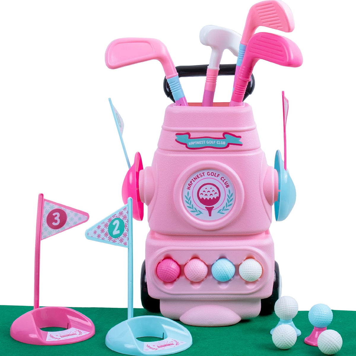 Hapinest Toddler Girl Golf Set pink bag for easy indoor and outdoor fun