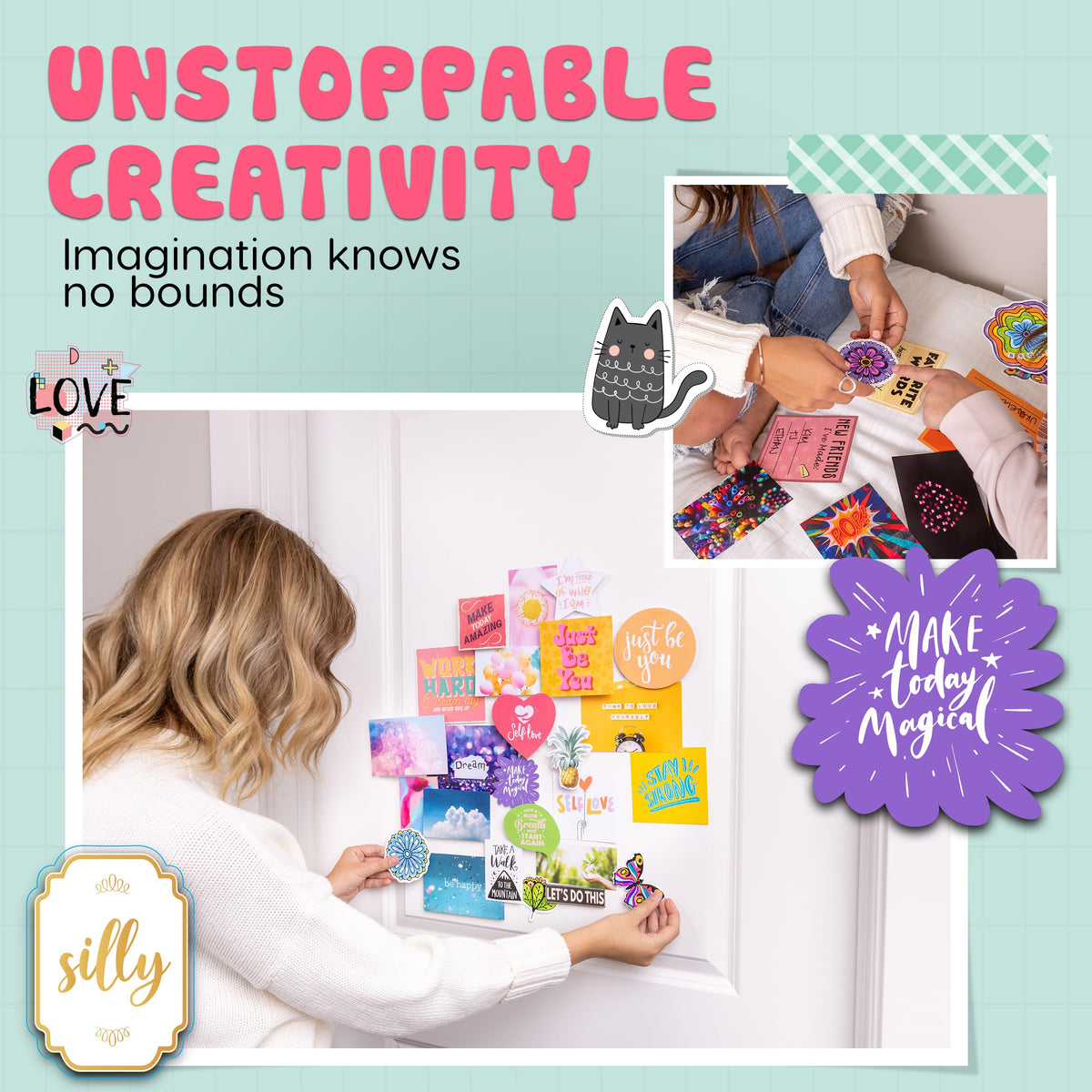 Dorm room wall art using Hapinest Collage for trendy decor.