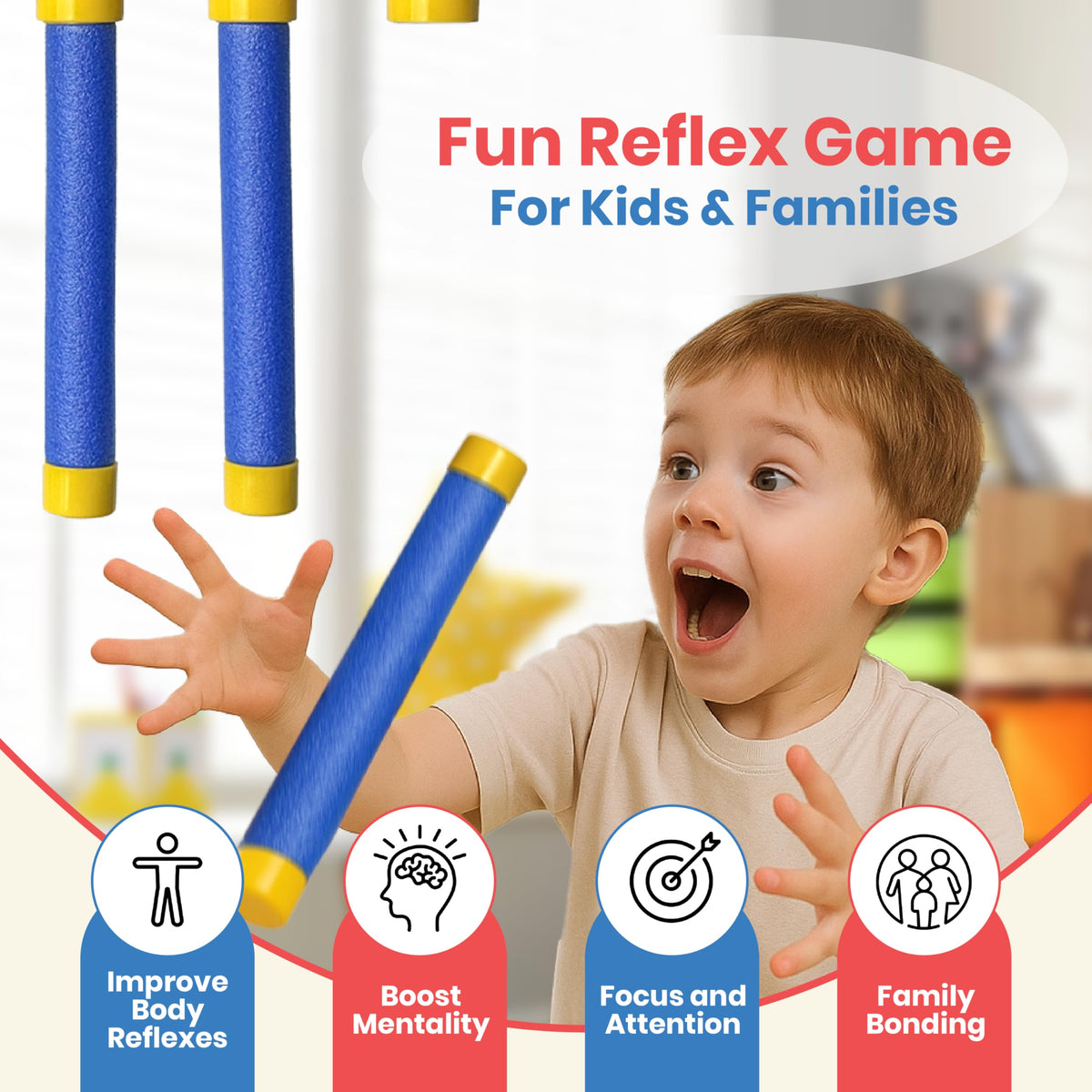 Happi Tini Reflex Sticks sticks ready for training and fast reactions.
