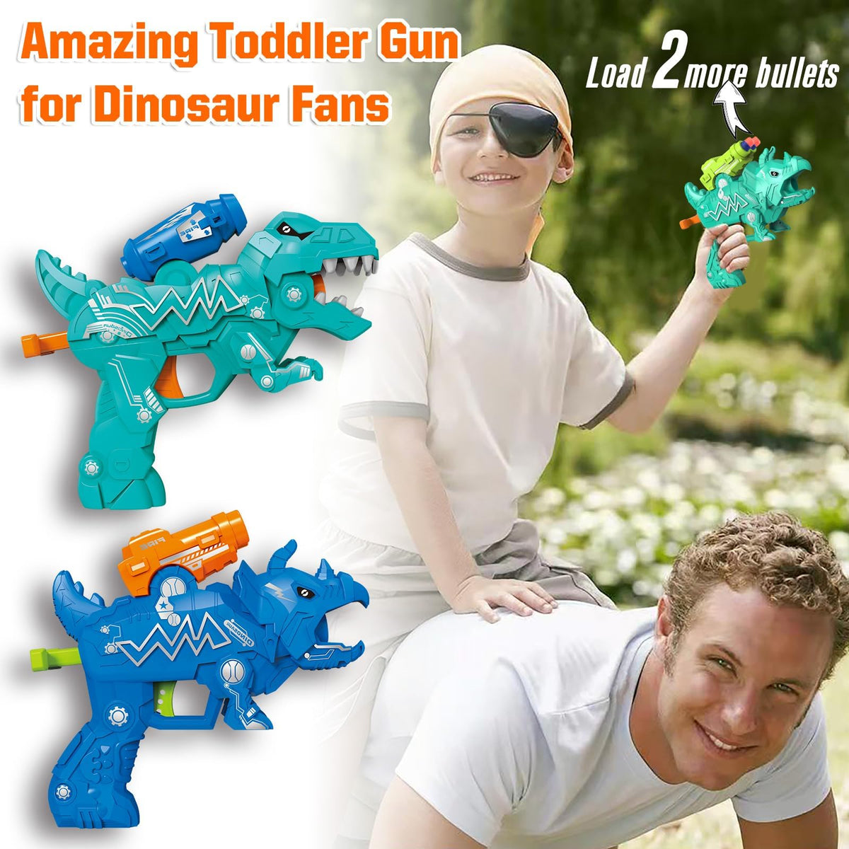 Happitry Dino Blaster featuring Triceratops design supports interactive, social play.