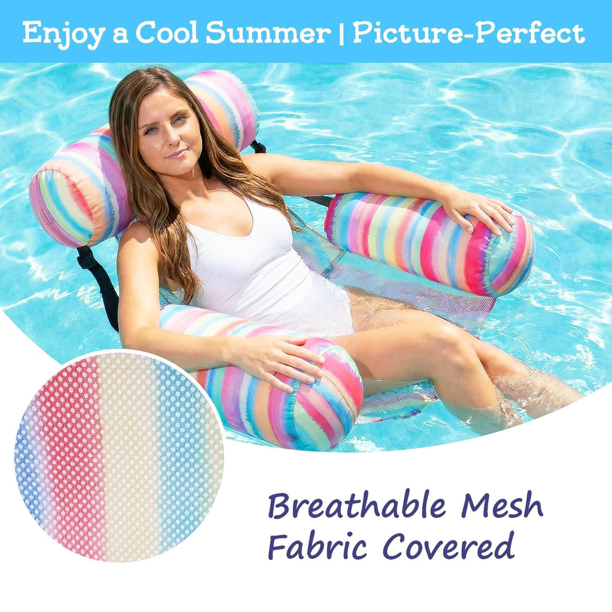 Happy Aplenty 3D spacer mesh backrest demonstrates breathable comfort while lounging.