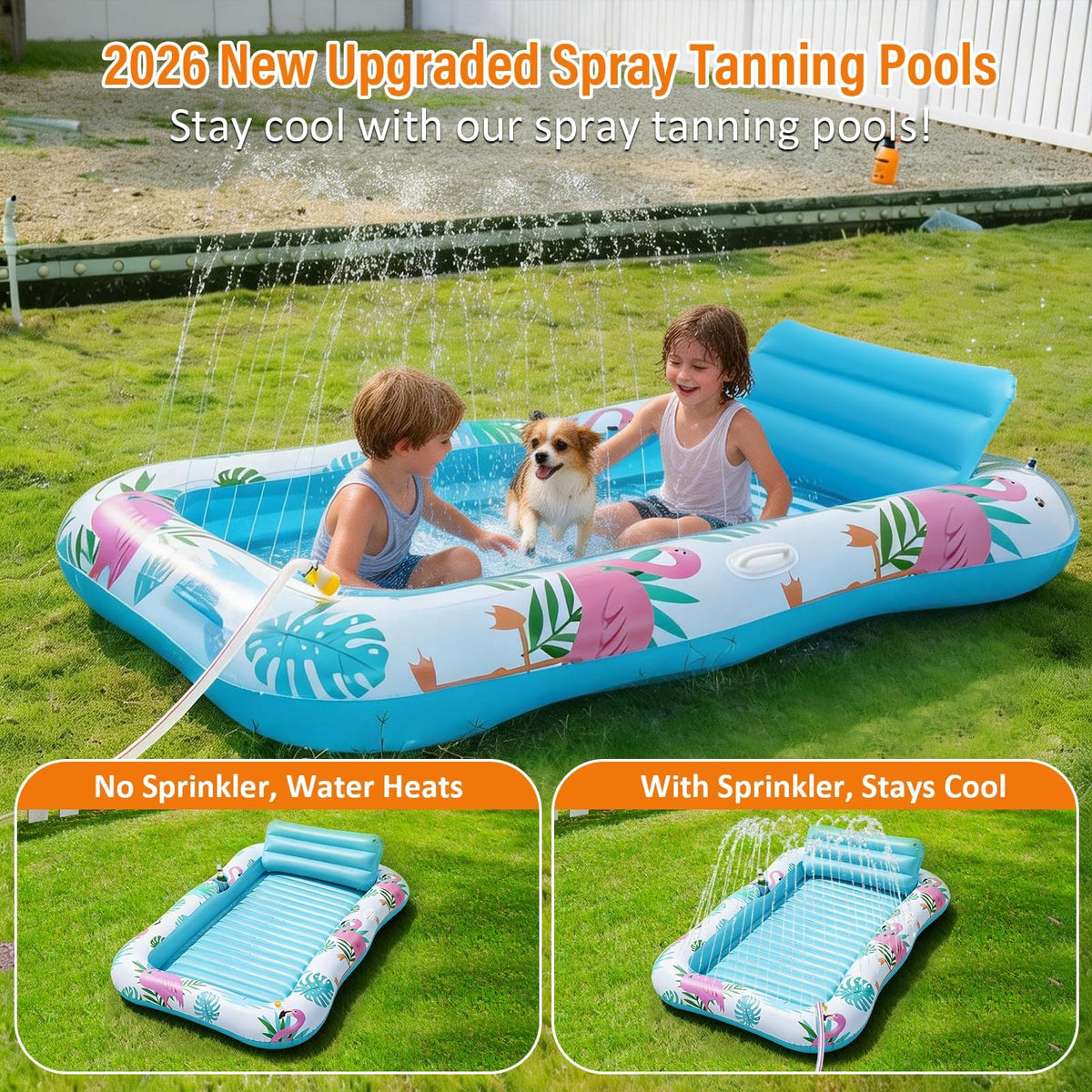 Happy Aplenty oversized 77x48 inch tanning pool for spacious lounging
