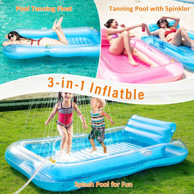 Happy Aplenty 77x48 tanning pool lounger fully inflated for spacious relaxation.