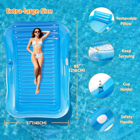 Two-person tanning pool lounger by Happy Aplenty offering a roomy sunbathing area.