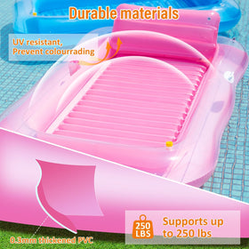 Happy Aplenty backyard pool party float with sprinkler enhances summer gatherings