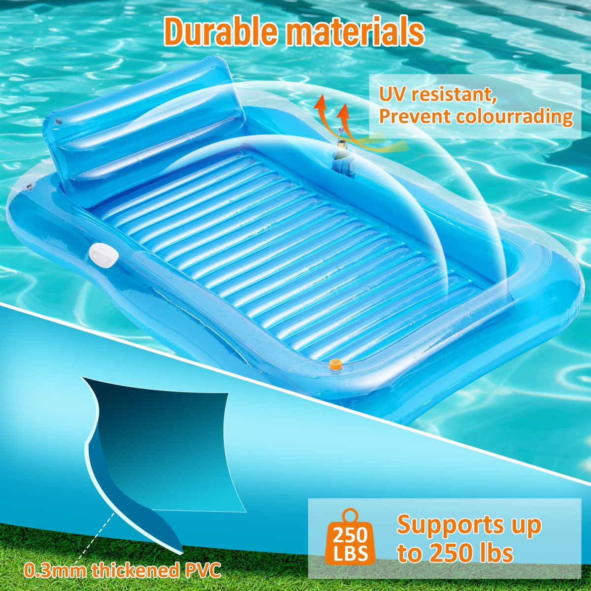 Happy Aplenty backyard pool float ideal for lounging by the water.