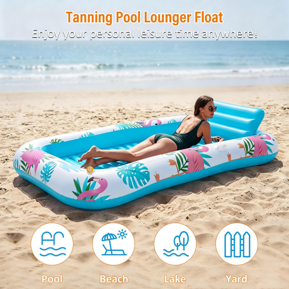 Happy Aplenty built-in pillow and cup holder keep you supported and hydrated.