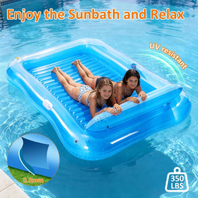 Happy Aplenty durable PVC construction supports comfortable two-person lounging.