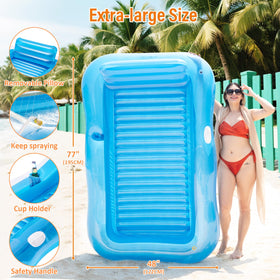 Happy Aplenty easy-inflate pool lounger lets you pack up quickly for storage.