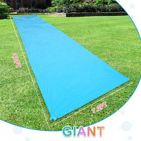 Happy Aplenty giant slip water slide for family fun on sunny days.