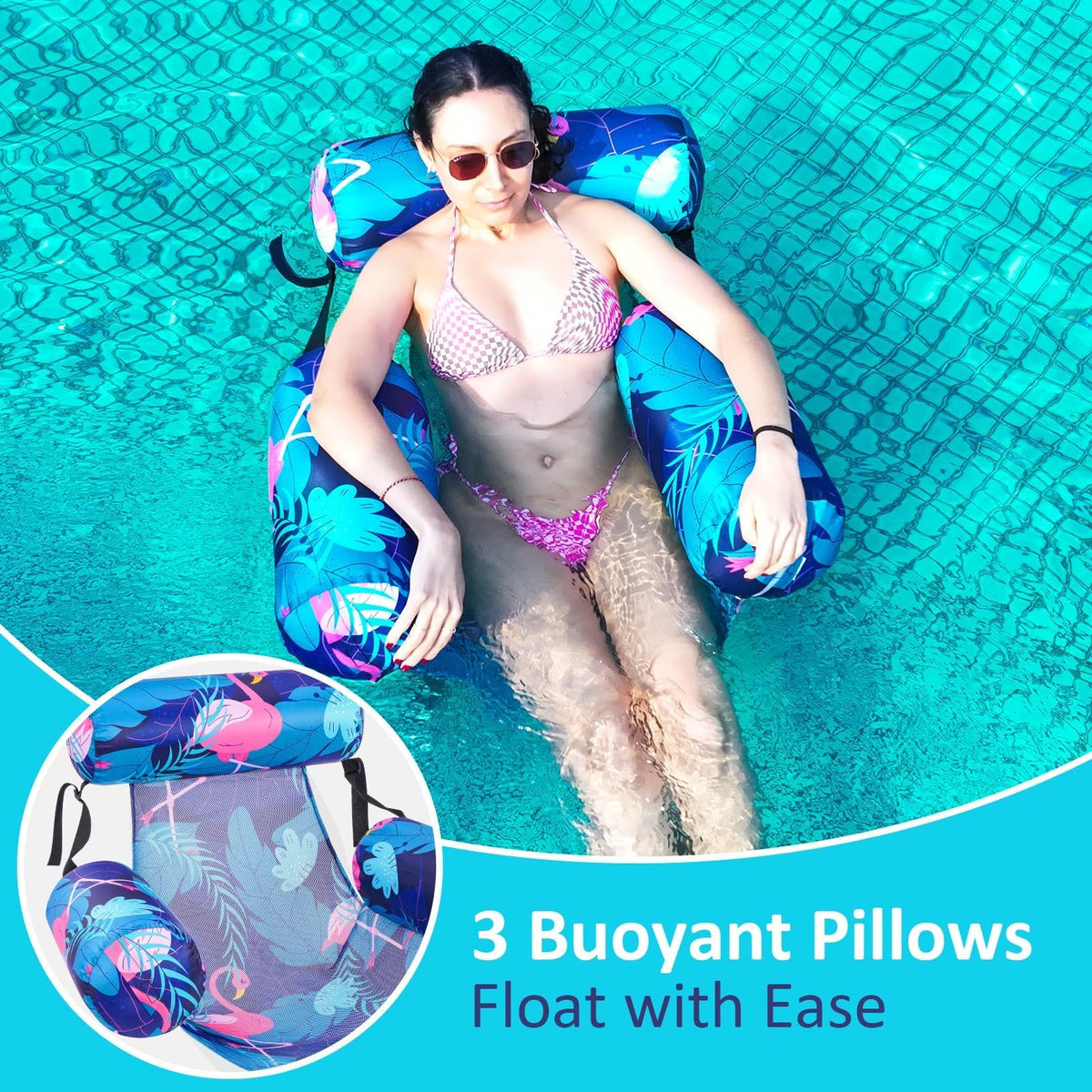 Happy Aplenty float chair adjustable straps enable custom backrest positions