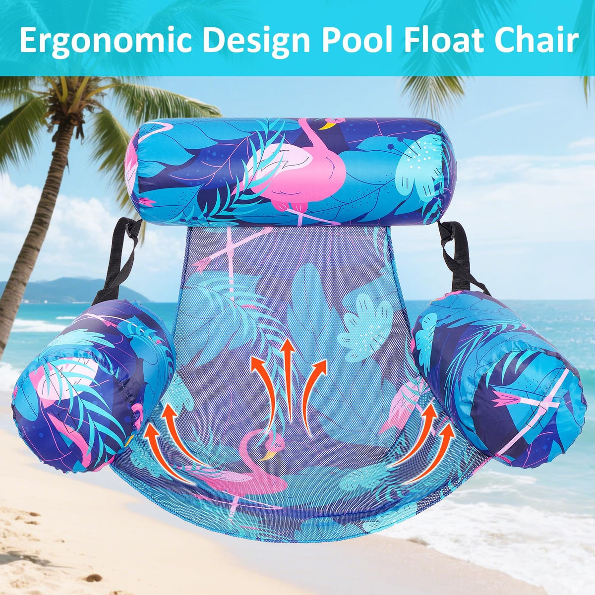Happy Aplenty inflatable pool float chair spacious design for hours of comfort