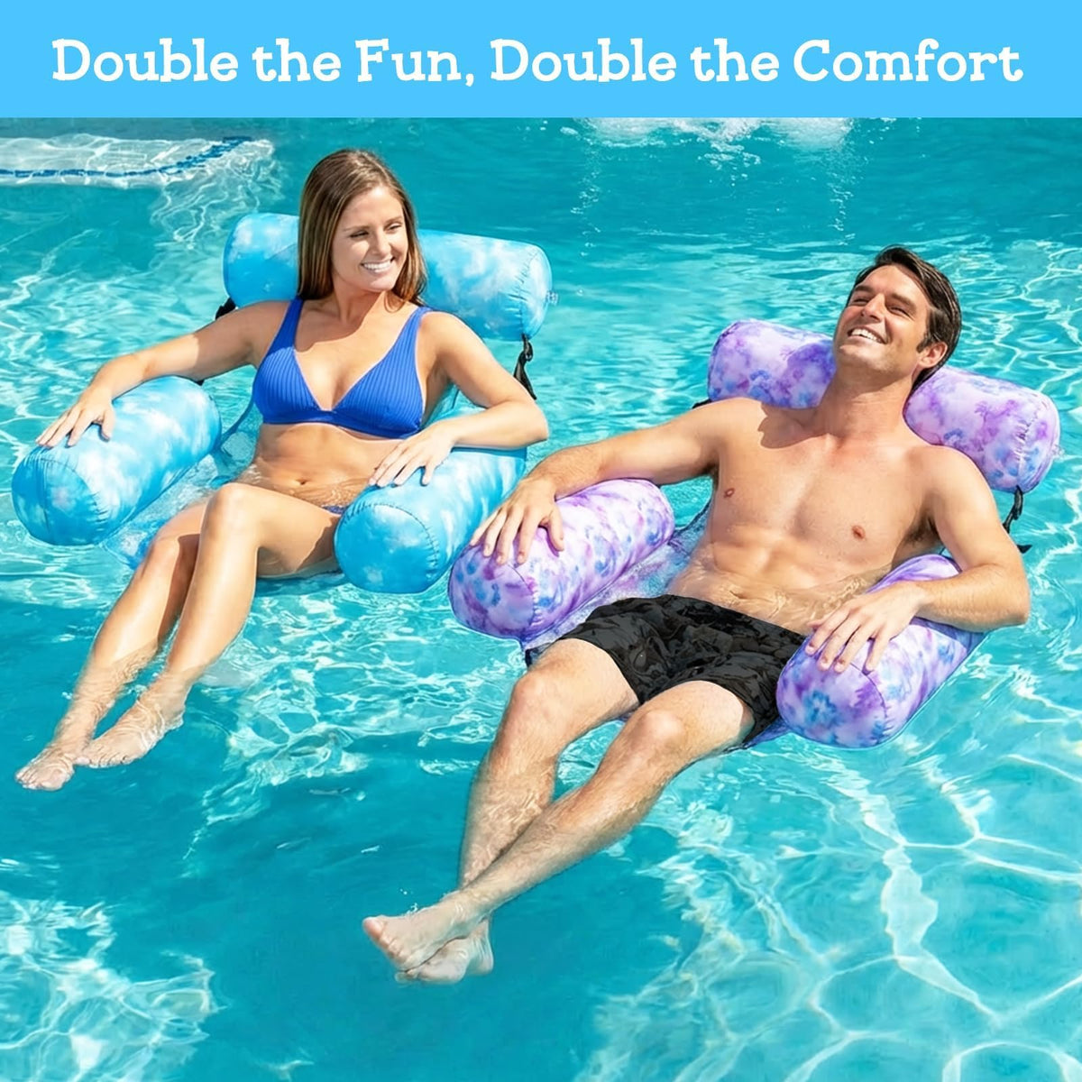 Happy Aplenty pool float chair showing 3D spacer mesh backrest for breathable support