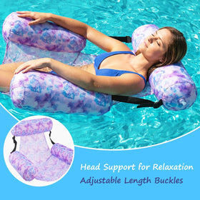 Happy Aplenty pool float chair with adjustable straps for a customizable backrest