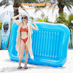 Repair patches included with Happy Aplenty inflatable lounger for quick fixes after outdoor use.