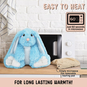 Happy Fuel Bunny blue plush offers warm, unscented comfort