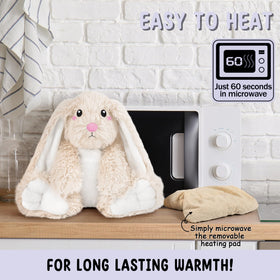 Happy Fuel bunny plush heats in 60 seconds for instant comfort