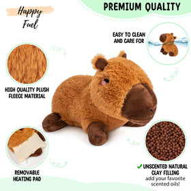 Happy Fuel Capybara microwavable plush close-up highlights soft fur and comfort
