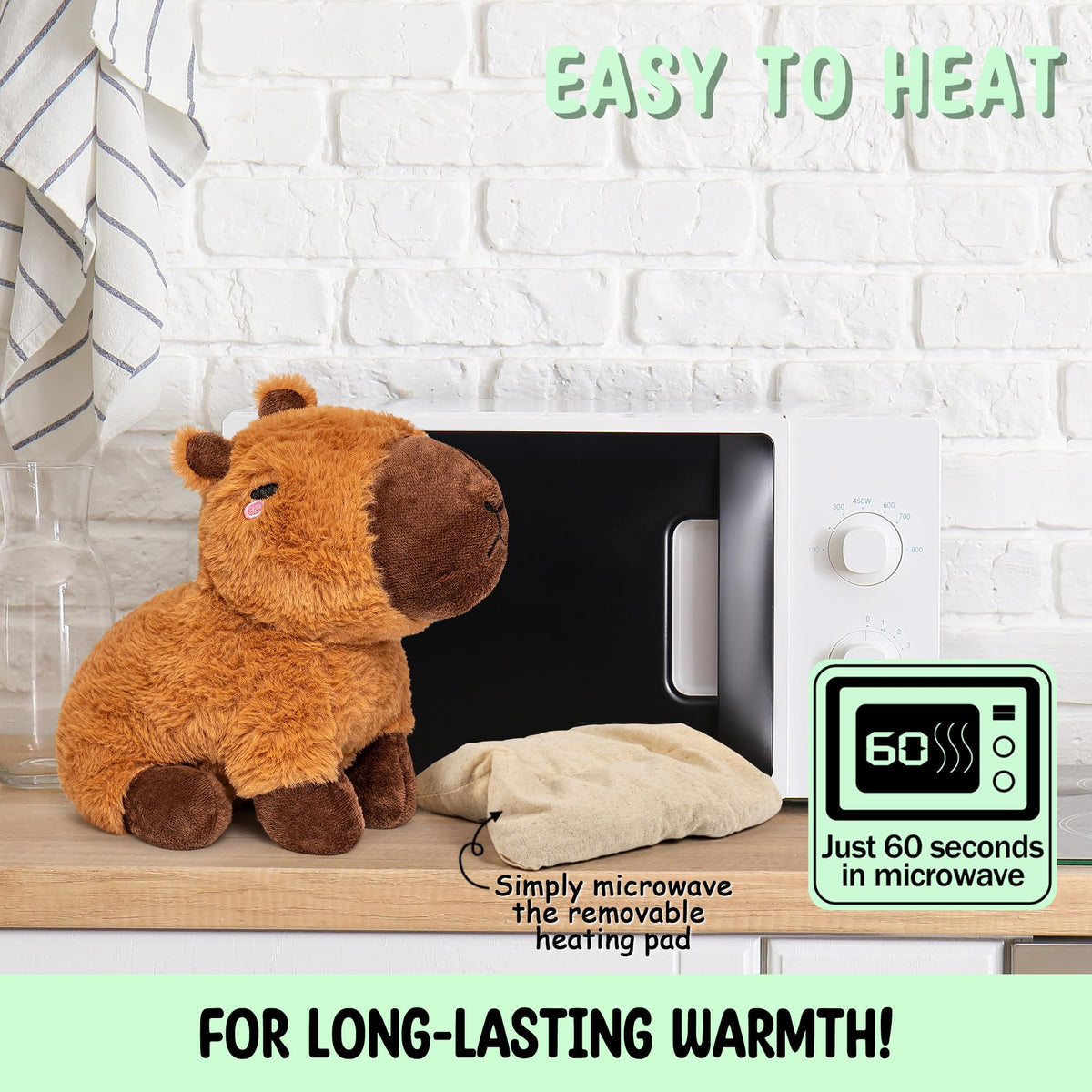 Happy Fuel Capybara weighted plush 1.5 lb provides soothing warmth