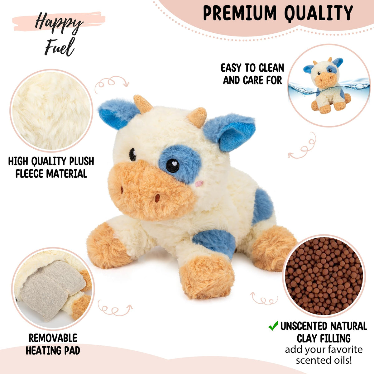 Happy Fuel cow plush makes a thoughtful gift for women, teens, and kids.