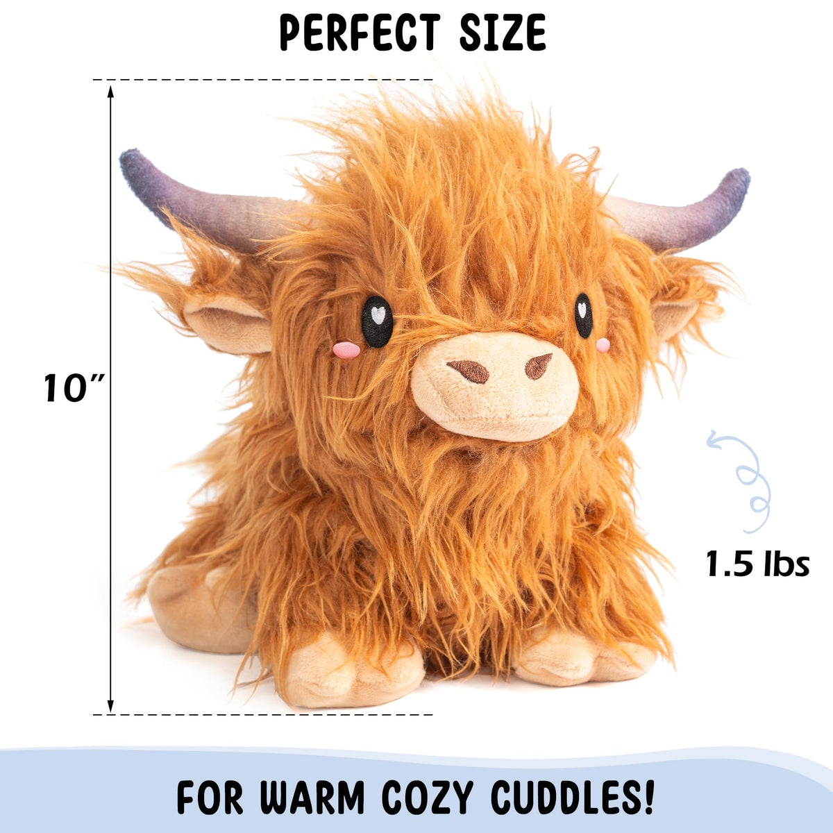 Soft Highland Cow plush pillow provides warm, soothing comfort at night.