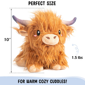 Soft Highland Cow plush pillow provides warm, soothing comfort at night.